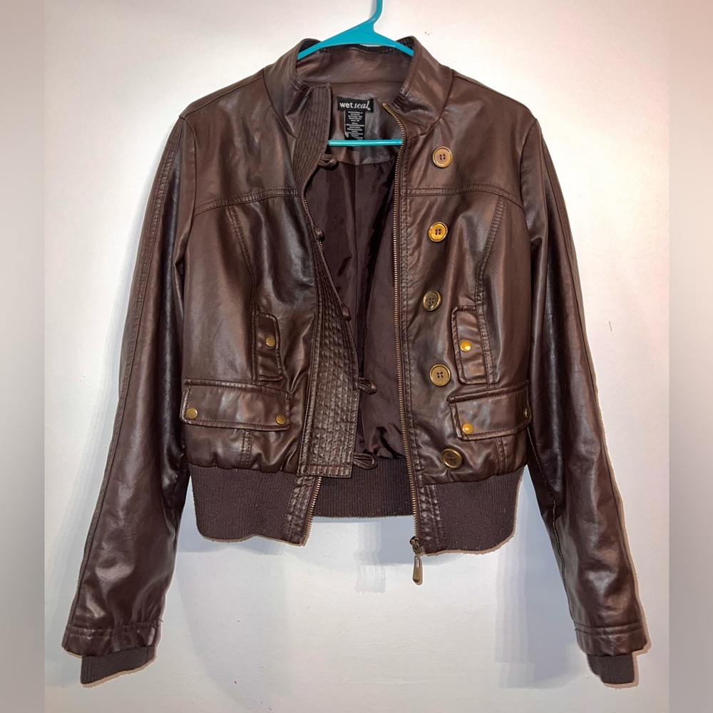 Wet Seal vegan Leather Bomber Jacket Medium